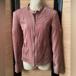 ♦️ Anthropologie Westport 1962 Dusty Pink Velvet Jacket Sz S EUC mauve moto